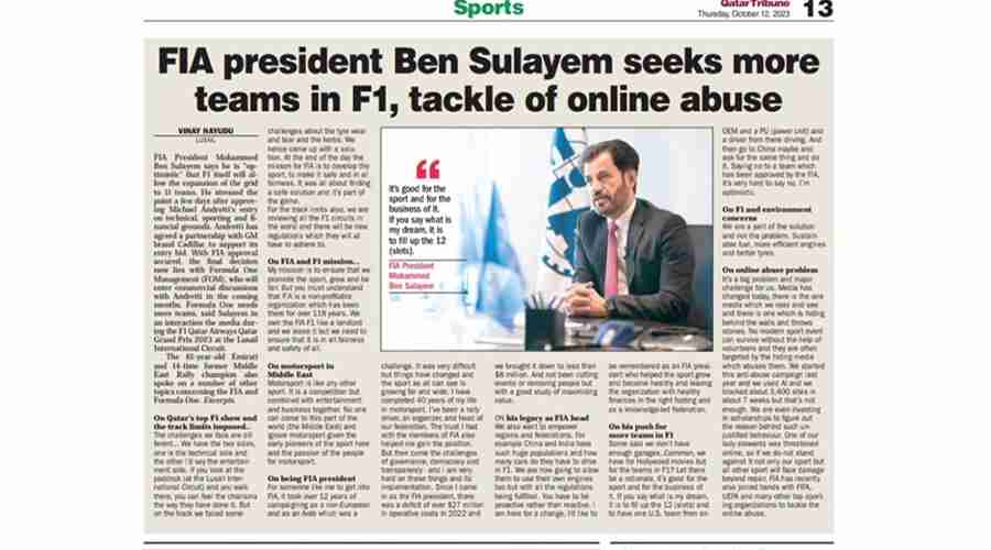 FIA: Amplifying FIA President Mohammed Ben Sulayem's Profile Across the GCC Image 2